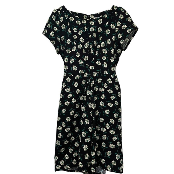 Yumi 4 Small Black Green Floral Cap Sleeve Cocktail Party Dress G - Picture 1 of 4